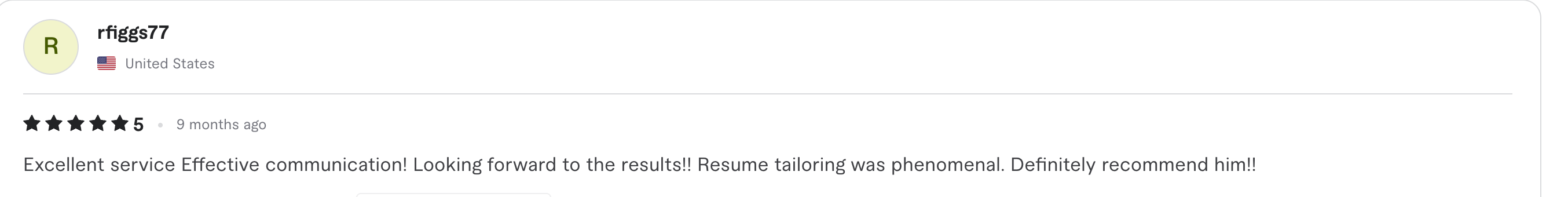 Fiverr review screenshot from rfiggs77